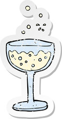 retro distressed sticker of a cartoon sparkling wine
