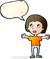 cartoon happy person with speech bubble