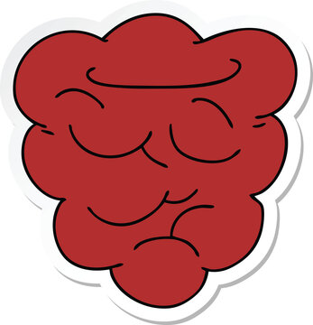 sticker of a quirky hand drawn cartoon raspberry