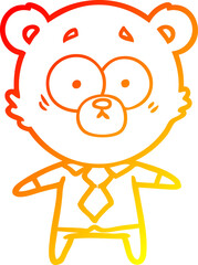 warm gradient line drawing of a surprised bear cartoon