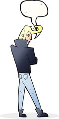 cartoon cool guy with speech bubble