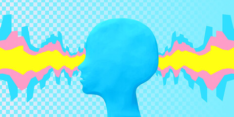 Contemprorary collage art.  Human Abstract heads. Psychology concept