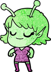 smiling alien girl cartoon
