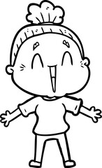 cartoon happy old lady