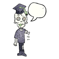 freehand drawn texture speech bubble cartoon zombie student