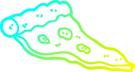cold gradient line drawing of a cartoon pizza
