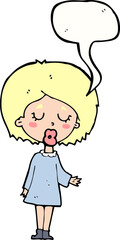 cartoon woman explaining her point with speech bubble