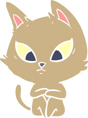 confused flat color style cartoon cat