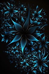 Background with pattern of opening flowers, Generative AI