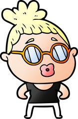cartoon woman wearing spectacles