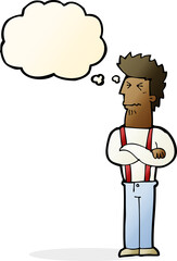 cartoon annoyed man with thought bubble