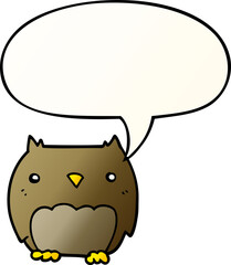cute cartoon owl with speech bubble in smooth gradient style