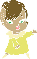 flat color style cartoon surprised girl