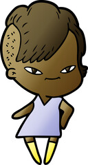 cute cartoon girl with hipster haircut