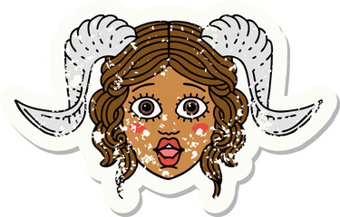 Retro Tattoo Style tiefling character face