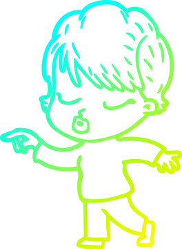 recommend clip art: cold gradient line drawing of a cartoon woman with eyes shut