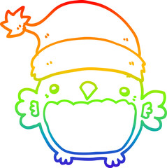 rainbow gradient line drawing of a cute christmas owl