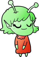smiling alien girl cartoon