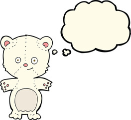 cartoon polar bear cub with thought bubble