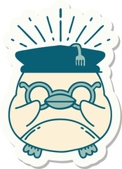 sticker of a tattoo style educated robin