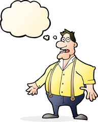 cartoon shocked man with thought bubble