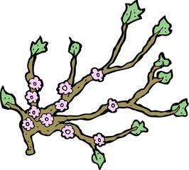 cartoon flowering branch