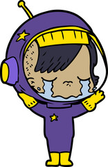 cartoon crying astronaut girl