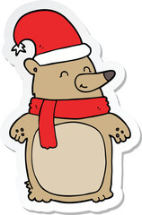 sticker of a cartoon christmas bear
