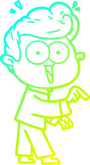 Obraz premium cold gradient line drawing of a cartoon excited man
