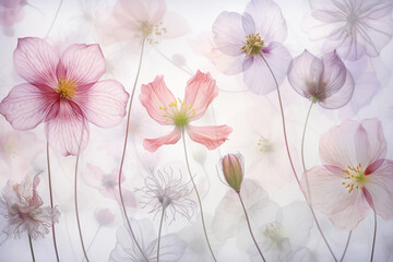 delicate flowers on white background, Generative AI