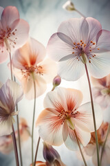 delicate flowers on white background, Generative AI