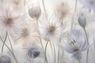Naklejka na ściany i meble delicate flowers on white background, Generative AI