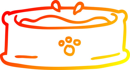 warm gradient line drawing of a cartoon pet bowl