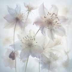 delicate flowers on white background, Generative AI