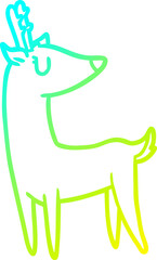 cold gradient line drawing of a Cartoon deer