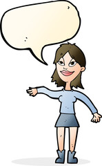 cartoon woman making hand gesture with speech bubble