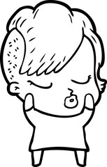 cartoon pretty hipster girl