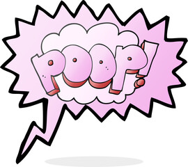 freehand drawn speech bubble cartoon poop! text