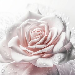 White wedding Rose flower with waters drops close-up, dew on a rose, wedding holiday concept, realistic photo illustration, generative ai