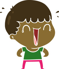 laughing flat color style cartoon man