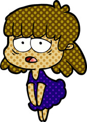 cartoon tired woman