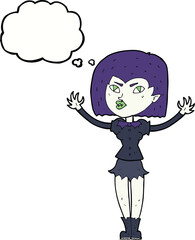 cartoon vampire girl with thought bubble
