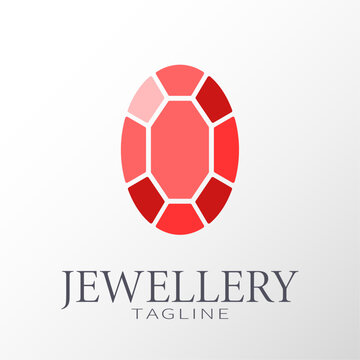 Jewellery red ruby logotype. Minimalist trendy contemporary design. Best for web, print, logo creating and branding design. Jewellery company concept.