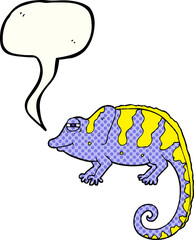 freehand drawn comic book speech bubble cartoon chameleon