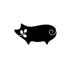 Pig, hog, black silhouette vector icon illustration
