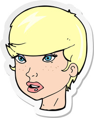 sticker of a cartoon pretty female face
