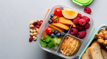 Fototapeta na wymiar Healthy lunch to go packed in a lunch box