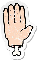 retro distressed sticker of a cartoon hand