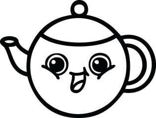 line drawing cartoon of a tea pot