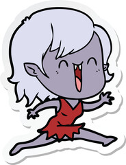 sticker of a cute cartoon happy vampire girl